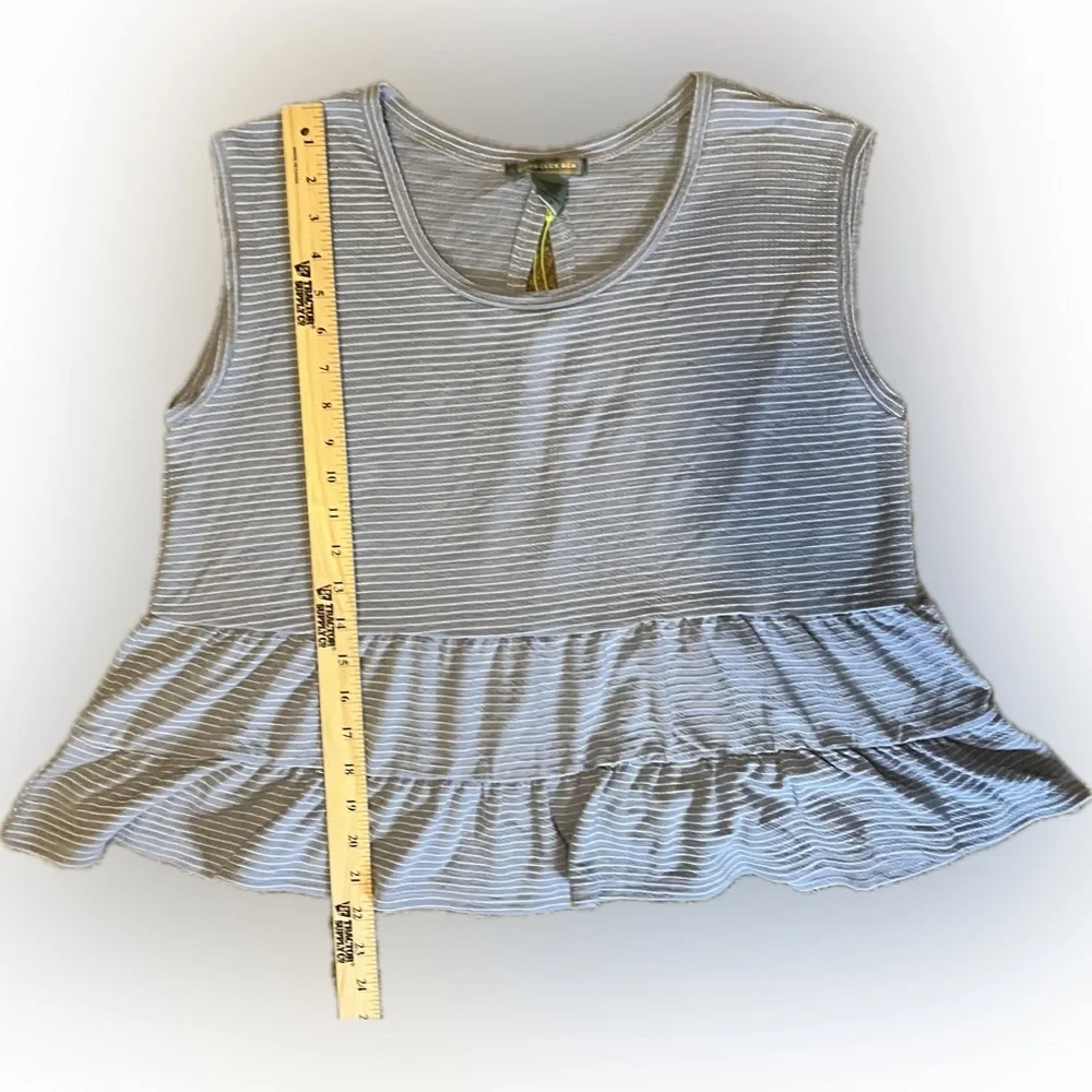Good Luck Gem Oversized Ruffled Blue Tank size M - Picture 9 of 10